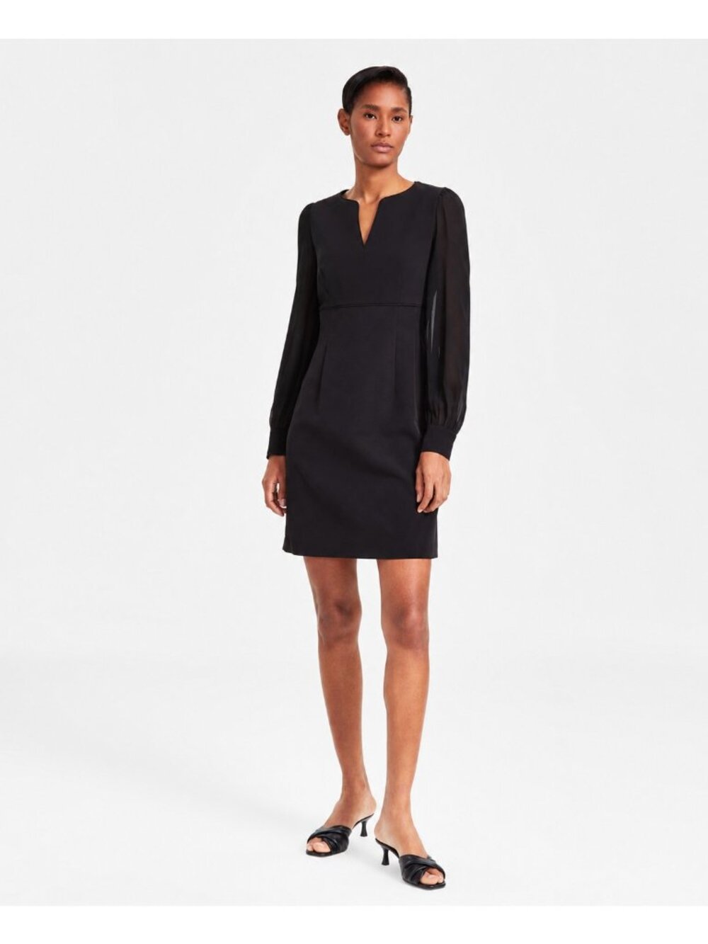 Anne Klein *Defect* Women's Long-Sleeve Shift Dress Black Size 8 $149